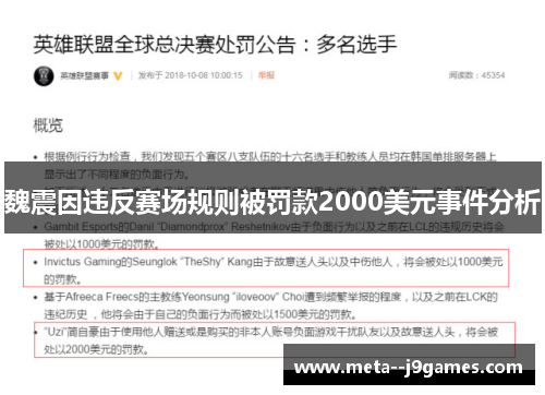 魏震因违反赛场规则被罚款2000美元事件分析